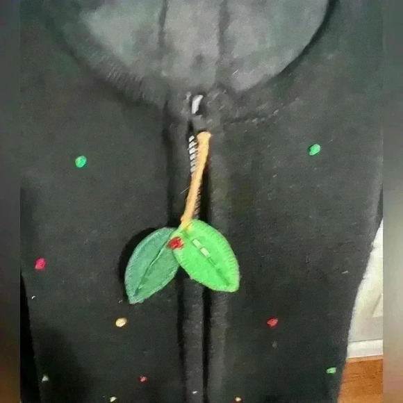 Vintage Heirloom Collection Women’s Size L Zip Front Appliqué Christmas Sweater - Picture 3 of 7